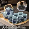 Ấm trà công suất lớn, tách trà, ấm pha trà, pha trà tại nhà, gốm sứ trắng xanh, bộ trà cổ điển Trung Quốc có đầu lọc bình trà điện bộ ấm chén camellia