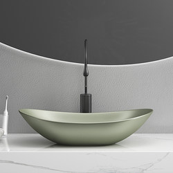 Olive Green Ingot-Shaped Countertop Ceramic Washbasin Single Basin Face Wash Basin Home Art Basin Simple Design Basin