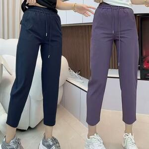 
Summer thin ice silk quick-drying sweatpants for women with high waist stretch versatile harem pants fashionable and slimming nine-point carrot pants