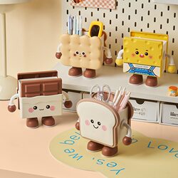 2026 New Model Pen Holder Creative Cartoon Cute Student Children's Desk Office Desktop Storage Box High Aesthetic Value