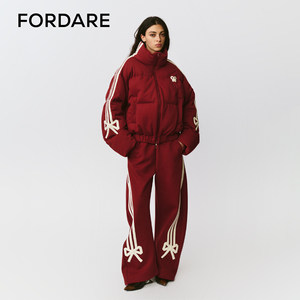 
FORDARE/FuDie 25 autumn and winter red bow sticker sports down jacket sports trousers