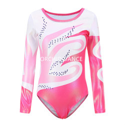 Children's Gold-Embossed Long-Sleeved Professional Performance Clothing, Kidsren's Gymnastics Clothing, Practice Clothing, Dance Clothing, Girls' Stage Performance Clothing