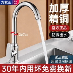 Kitchen Faucet with Hot and Cold Water, Sink for Washing Vegetables and Dishes, Two-In-One, Made of Fine Copper, Single Cold Water, Swivelable, for Home Use