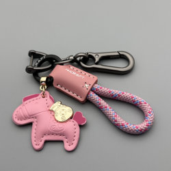 Keychain 2026 New Model Get Rich Immediately Car Key Chain Ring for Women Leather Handmade Braided Rope Bag Pendant
