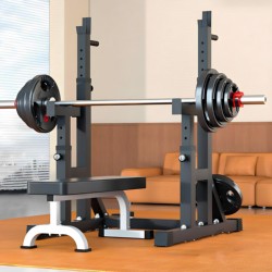 Barbell Squat Rack, Multi-Functional Bench Press Rack, Home Fitness Equipment Set, Integrated Barbell Rack, Adjustable Weight Bench