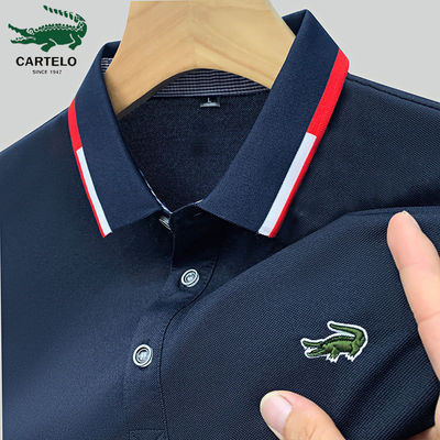 High end brand embroidery polo shirt short sleeve men's summer new Korean  fashion casual lapel t-shirt men's ice silk cool top