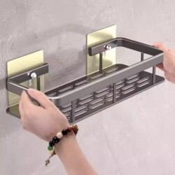 No-Drill Thickened Storage Rack for Bathroom, Shower Room, Washbasin, Wall-Mounted Storage Shelf