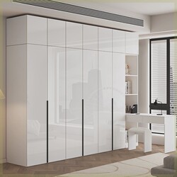 Wardrobe Bedroom Home Wardrobe Painted Solid Wood Bright 4568 Flat Door Assembly Storage Wardrobe Corner