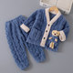Boys' Coral Fleece Pajamas Autumn and Winter Boys Girls Baby Thickened Winter Suits Children's Flannel Home Clothes