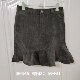Core velvet lotus edge fishtail skirt Pocket skirt Female autumn and winter high -waisted retro school wind defense light A -line skirt

