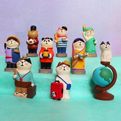 Japanese Cat Zakka Ornament Traveler Resin Desktop Ornament Scene Decoration Cute Healing Birthday Gift