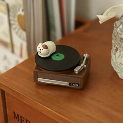 Japanese-Style Cat Zakka Miscellaneous Goods Retro Record Player Cat Cute Girly Healing Style ins Desktop Ornament Gift for Women