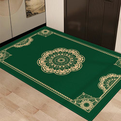 Step by Step, Lotus Blossoms Bloom, Green Luck-Bringing Feng Shui Floor Mat, Foot Mat, Entrance Door Mat, Non-Slip, Dirt-Resistant, Foyer Carpet