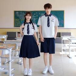 Primary School Students' College-Style Fashion Suits, Junior High School and High School Graduation Photos, Class Uniforms, Summer Short-Sleeved Polo Shirts, T-Shirts, Tops