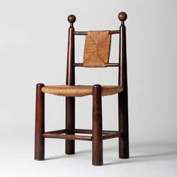 Designer solid wood rattan medieval dining chair French retro wind grass rattan rope chair B&B cafe leisure chair
