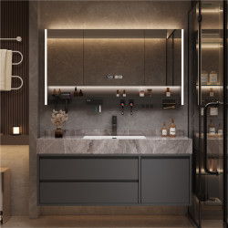 Light Luxury Slate Ceramic Basin Bathroom Cabinet Set, Modern Minimalist Washbasin Bathroom Vanity Set