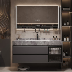 New Bathroom Cabinet Set with Seamless Ceramic Integrated Basin, Light Luxury Toilet Washbasin