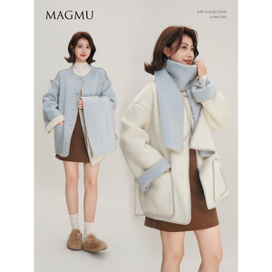 
Magmu [Gemini] double-sided two-color woolen coat women's silhouette short coat 25 autumn and winter new style