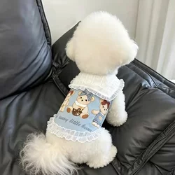Pet Dog Clothes Spring and Summer Thin Denim Bear Vest Stylish Small Dog Bichon Pomeranian Maltese