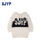 SJYP Korean Hooded Drawstring LOGO Wool Blend Cropped Sleeve Knitted Lazy Style Sweater