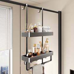 Bathroom Shelf, Toilet Shelf, No-Drill Installation, Toilet, Washroom, Glass Door Hanging Basket, Storage Shelf