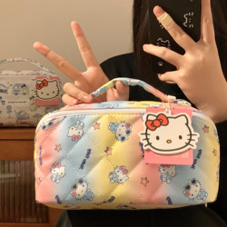 Sanrio Hellokitty Cute Cosmetic Bag for Women, Portable Large-Capacity Skin Care Product Storage Bag, Toiletry Bag