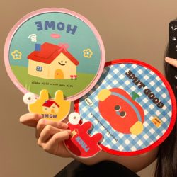 Cute Reflective Fan, Portable Foldable Small Round Fan for Summer, Photo Prop, Pocket Mini Fan, 2025 New Model