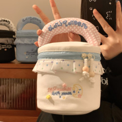 Cute Portable Moon-Shaped Makeup Bag for Women, Large Capacity Partitioned Skincare Storage Bag, Travel Toiletry Bag