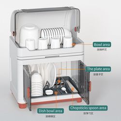 Creative plastic kitchen cupboard with cover p transparent dust-proof storage rack household tableware multifunctional storage