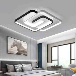 2021 New F Bedroom Lamp Ceiling Lamp Simple Modern Square Black and White Matching Room Lamp Complete Lamp Set