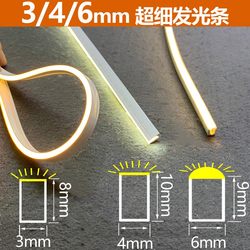 led waterproof soft light strip 3mm4mm6mmz wide furniture cabinet light strip bendable ultra-narrow ultra-thin 3mm light