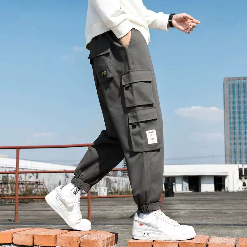 New Men's Big Pocket Cargo Harem Pants Casual Trousers Male-Taobao