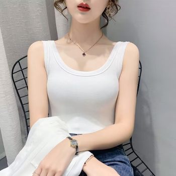 
Threaded cotton vest women's slim fitting breast covering strap