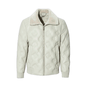 
RARE Wei Ya Men's Outlet Autumn and Winter Men's Light Khaki Full Version LOGO Imprinted Lapel Leather Down Jacket