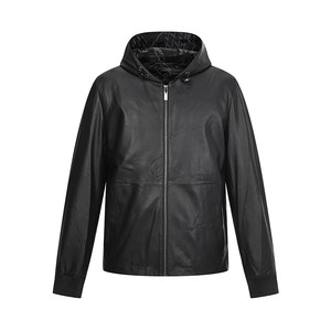 
RARE Men's Autumn and Winter Black Men's Hooded Leather Jacket