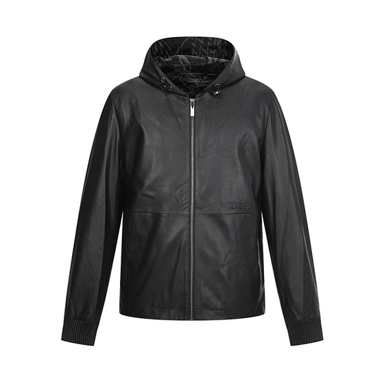 
RARE Men's Autumn and Winter Black Men's Hooded Leather Jacket