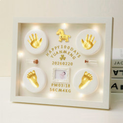 Year of the Horse Baby Hand and Foot Print Keepsake Photo Frame Newborn Hand and Foot Print Full Month Commemorative Hand and Foot Print Hundred Days Hand and Foot Print