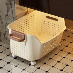 Dirty Laundry Basket under Bathroom Cabinet, Large Capacity Household Laundry Storage Basket with Wheels, Laundry Storage Cart