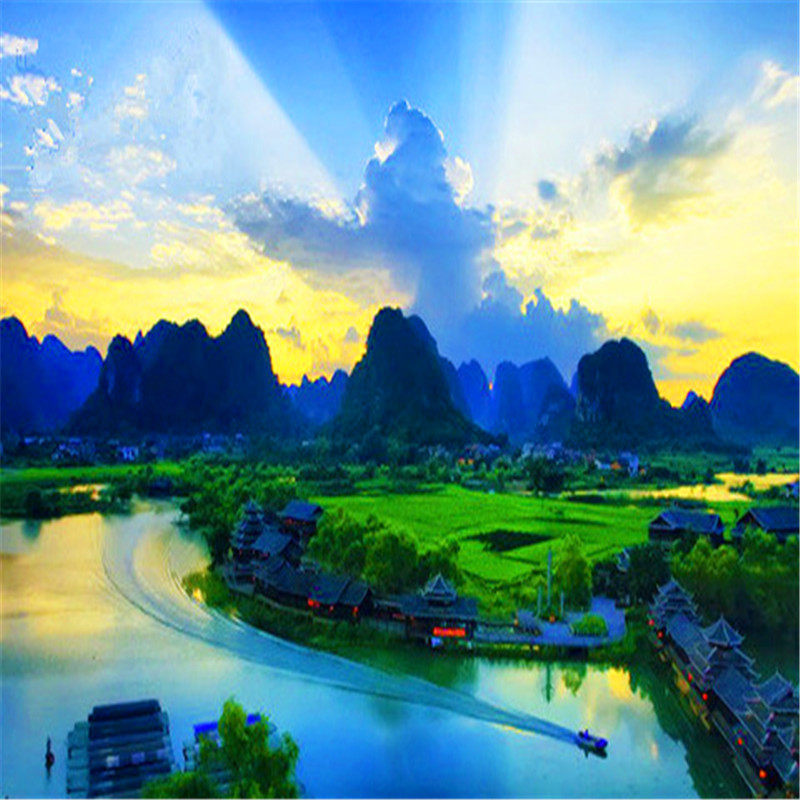 【遇龙河双人竹筏】桂林旅游3天2晚兴坪漓江银子岩象鼻山世外桃源