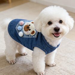 Pet Cat and Small Dog Spring/Summer Thin Shirt Vest, Breathable Denim Pocket Loungewear for Small Dogs, Can Be Attached to a Leash