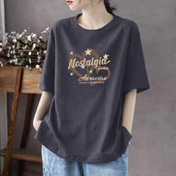 Clearance Sale~ Discounted Final Stock, Cut Tags, Summer Plus-Size Women's Pure Cotton Printed T-Shirt, Loose Fit, Slimming Short-Sleeve Top