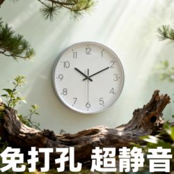 Nordic Modern Wall Clock for Living Room, Home Use, with Clock, Wall-Mounted Quartz Clock, Simple Dining Room, Silent, No Drilling Required