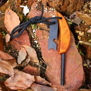 
Outdoor camping retro beech handle flint and steel outdoor survival fire magnesium rod multi-functional waterproof fire starter