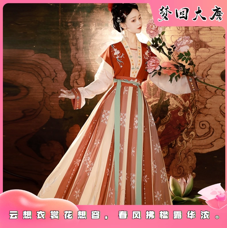 中国风汉服女汉元素仙气夏款唐制褙子圆领衫齐腰长裙日常可穿-Taobao
