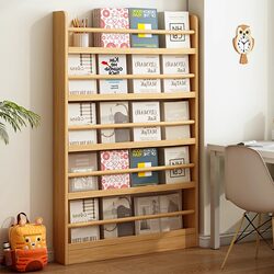 Wall-Mounted Bookshelf, Behind-The-Door Storage Rack, Floor-Standing Household Children's Picture Book Rack, Multi-Layer Solid Wood Storage Rack, Wall-Mounted Narrow Bookcase