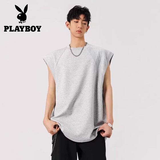 
Playboy Mamba Cotton Deconstructed Sleeveless T-Shirt Men's Summer 2026 New Sports Fitness Waistcoat T-Shirt