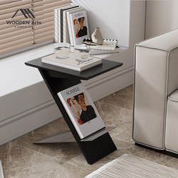 Nordic Style Living Room Sofa Side Table, Light Luxury Minimalist Home Use, Small Apartment Living Room Corner Table with Design Sense, Storage Magazine Rack