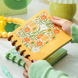 Square Mushroom Button Loose-Leaf Blank Notebook Travel Stamp Collection Book Stamp Album High-Value Planner Drawing Book ins Style Oil Painting Style Beautiful Diary Notebook
