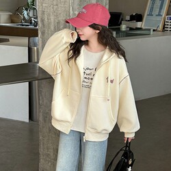 Girls' Casual Jacket Spring and Autumn 2026 New Children's Spring Baseball Jacket Big Kids Spring Outfit Hooded Sweatshirt Cardigan