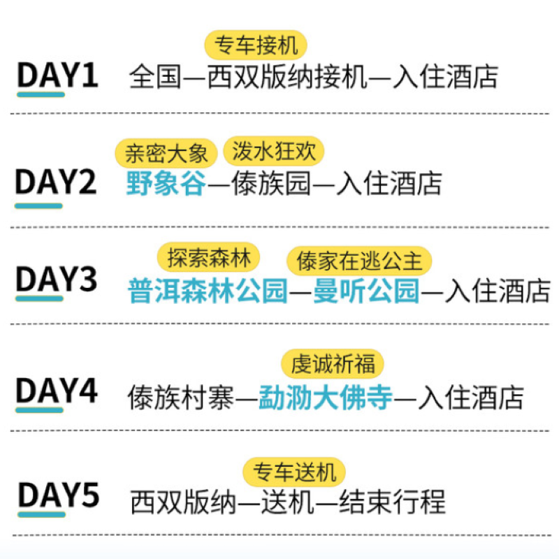 【2-8人小团】云南西双版纳普洱5日游纯玩小团雨林探秘泼水狂欢